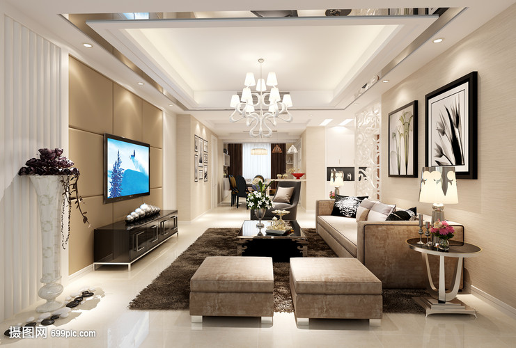 现代简约风客厅室内效果图与家具设计